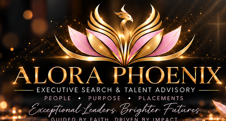 Official gold ALORA PHOENIX phoenix and blush lotus logo, with faint cross in the background
